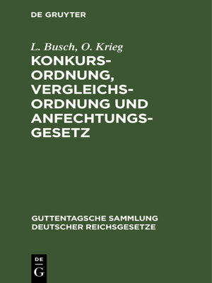 cover image of Konkursordnung, Vergleichsordnung und Anfechtungsgesetz